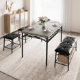 thumbnail image 3 of IDEALHOUSE Dining Table Set for 4, Kitchen Table Set of 4 with Upholstered Dining Bench and Square Stools, Dining Set for 4 with Storage for Small Space, Apartment - Grey, 3 of 18