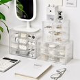 thumbnail image 2 of Transparent six-grid dustproof drawer storage box stationery jewelry 12-grid cosmetics Desktop Storage, 2 of 5