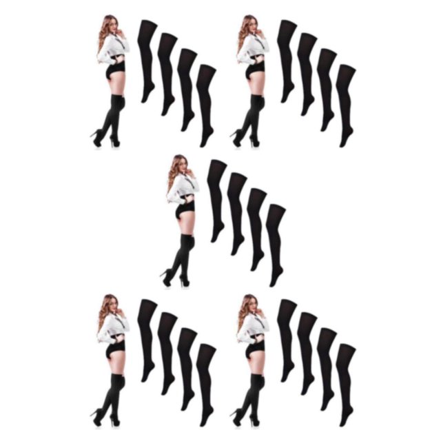 ZLight 4pair Odorless Knee High Stockings Easy To Wear All Body Shape Suitable Stylish Sports Socks Balck 5Set