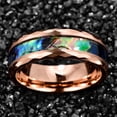 thumbnail image 2 of 8mm Abalone Shell Tungsten Rings for Unisex Rose Gold Wedding Bands Size 7-14, 2 of 5