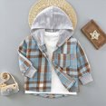 thumbnail image 2 of WXFAZCVU Boys Girls Plaid Flannel Shirts Kids Long Sleeve Casual Button Down Shirts with Hood Size 2-3 Years, 2 of 4