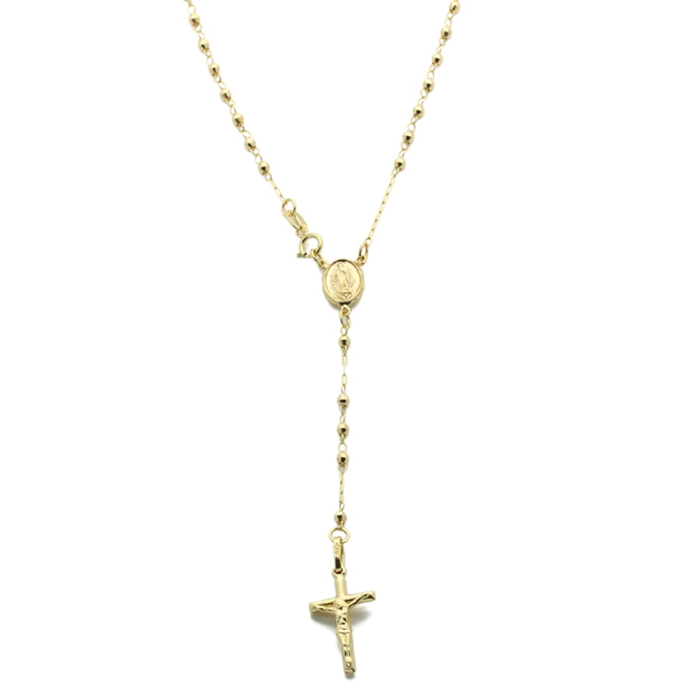 14K Yellow Gold Rosary Necklace 3mm 