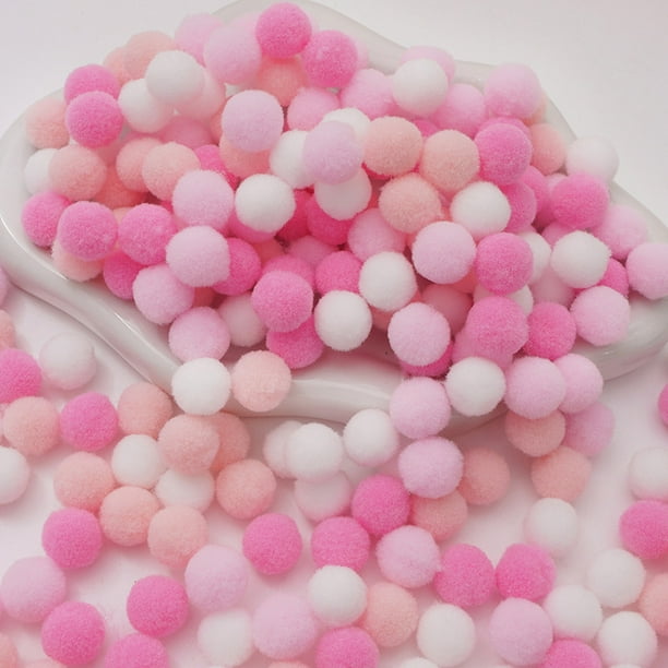 XmhyTop-A Suministros para manualidades: 200 pompones esponjosos de 1,5 cm para decorar fiestas, manualidades, adornos navideños, color rosa.