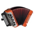 thumbnail image 2 of Hohner Compadre GCF 3-Row Diatonic Accordion - Orange Bundle with Hard Case, Gig Bag, Adjustable Straps, and Austin Bazaar Polishing Cloth, 2 of 3