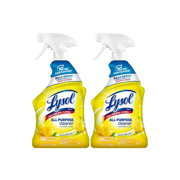 LYSOL All-Purpose Cleaner, Sanitizing and Disinfecting Spray, To Clean and Deodorize, Lemon Breeze Scent, 32oz, Pack of 2