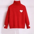 thumbnail image 4 of Posijego Boys Girls Turtleneck Sweater Valentine's Day Heart Graphic Long Sleeve Knit Sweaters Pullover Spring Tops, 4 of 7