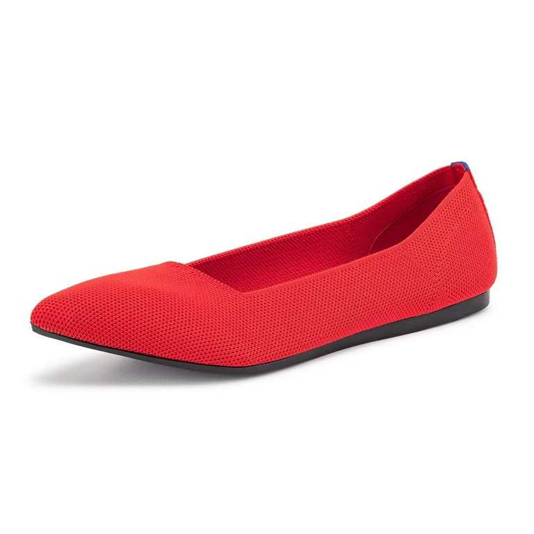 Flatgios Pointed-Toe Flat Knit Dress Shoes Comfortable Women's Shoes  Women's Classic Soft Shoes Red-8.5 - Walmart.com