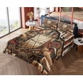 thumbnail image 4 of Ambesonne Rustic Fitted & Top Sheet Set with Shams, American Barn Western Farm, Paprika Caramel and Dark Teal, 4 of 5