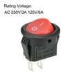 thumbnail image 3 of Mini Boat Rocker Switch Round Toggle Switch Red for Boat Car Marine 2pins ON/OFF AC 250V/3A 125V/6A, 2pcs, 3 of 4