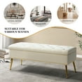 thumbnail image 7 of 45" Storage Bench, Tina's Home Upholstered Button Tufted Entryway Ottoman Metal Leg Bedroom Ivory, 7 of 7