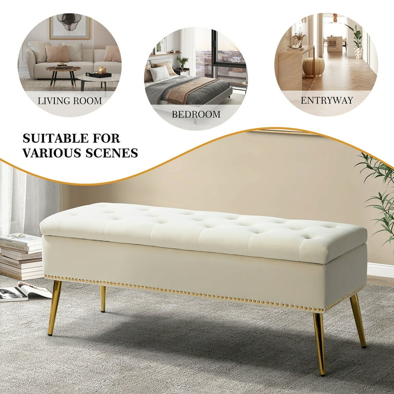Velvet Storage Ottoman Bench 45.5
