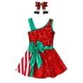 thumbnail image 3 of YiZYiF Kids Girls Sequins Striped Tutu Dress Christmas Dance Costume Figure Skating Dresses Red 10, 3 of 6