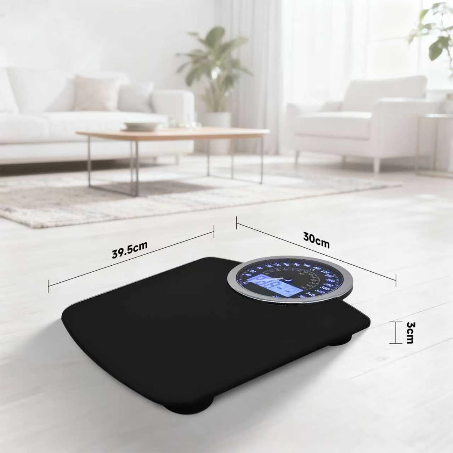 Highly Advance 2-in-1 Digital & Analog Weighing Scale for Body Weight-400lbs, 4 High Precison GX Sensor Accurate, Thick Tempered Glass, Extra Large Display (Black)