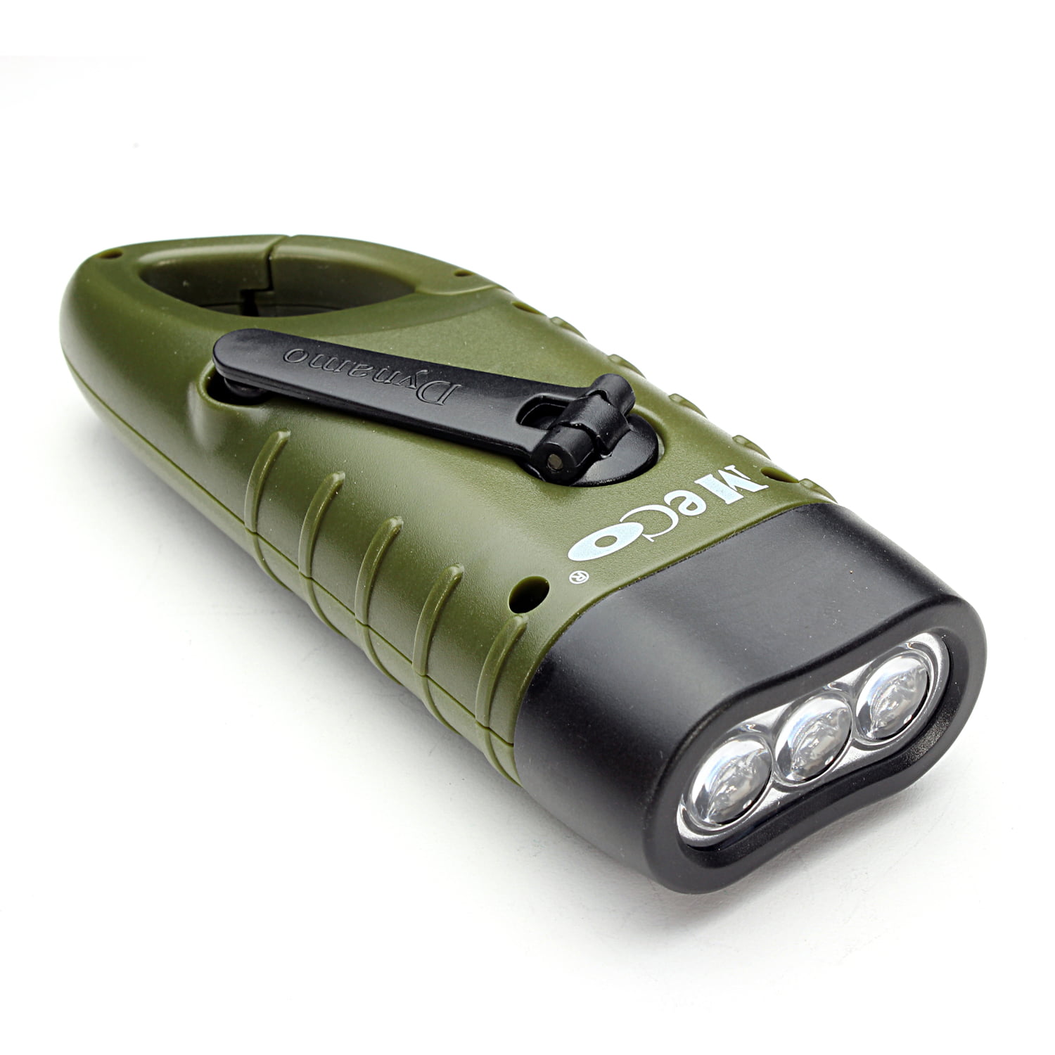 Solar Powered Hand Crank Flashlight Rechargeable LED with Clip Emergency Light 