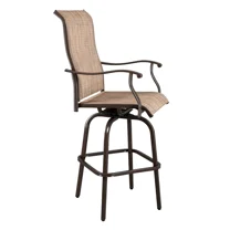 2pcs Wrought Iron Swivel Bar Chair Patio Swivel Bar Stools Brown
