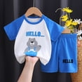 thumbnail image 2 of TOWED22 Toddler Baby Boy Girl Summer Outfits Cotton Short Sleeve Solid T-shirt Top Casual Shorts Neutral Spring Clothes(Light Blue,3-9 Months), 2 of 4