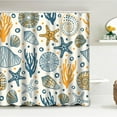 thumbnail image 2 of 4 Pcs Sea Bathroom Shower Curtain Sets with Rugs, Corals Starfish Bathroom Sets with Shower Curtain and Rugs, Blue White Bathroom Decor Sets with Mats and Towels, 2 of 7