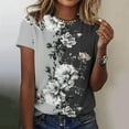 thumbnail image 2 of bnaln Tshirts Women Summer Short Sleeve Tops Casual Floral Printed T Shirts Elegant Crew Neck Tees Ladies Blouses Plus Size Petite Top Basic Going Out Work Holiday Clothes, 2 of 4
