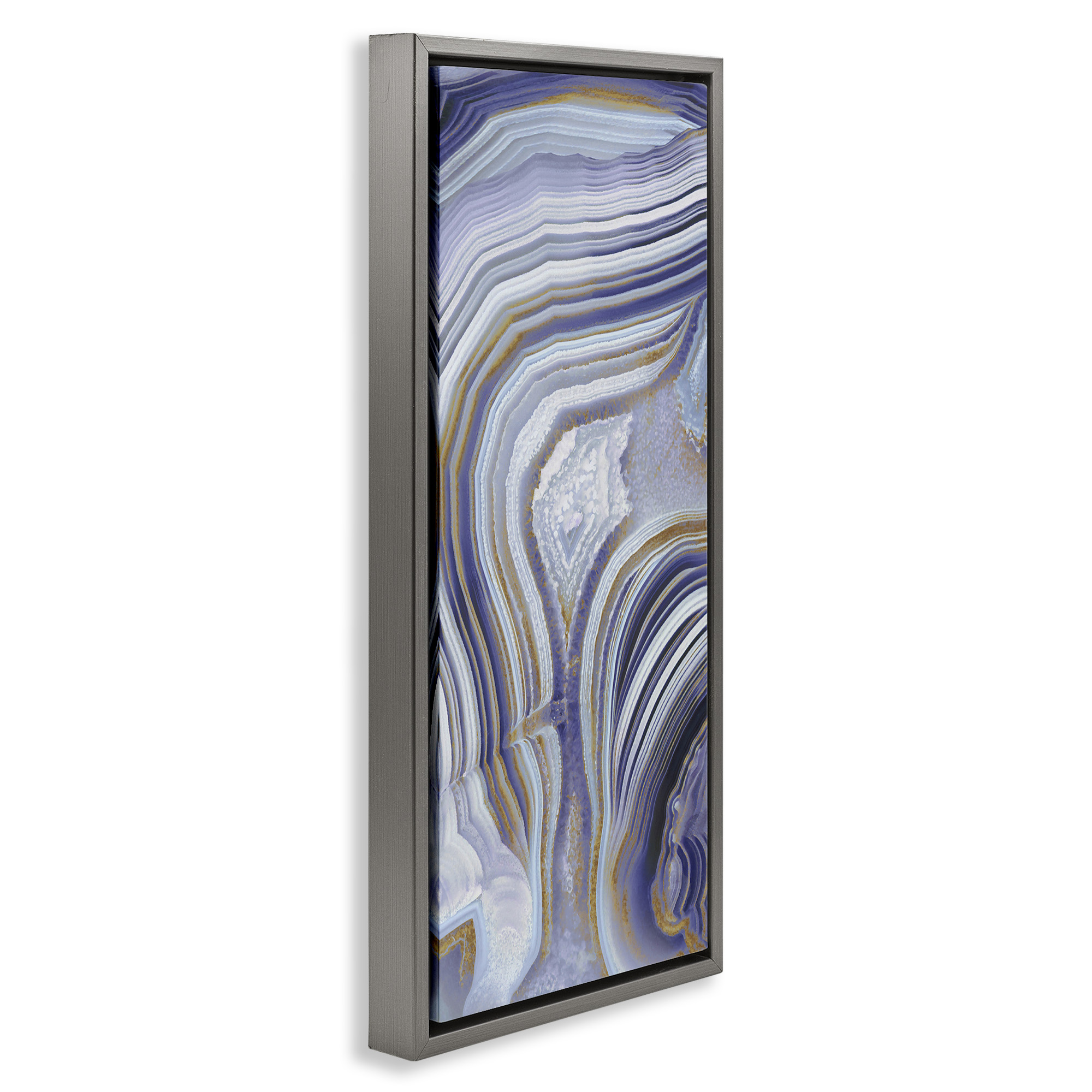 Stupell Industries Agate Crystal Pattern Abstract Design Abstract Painting Gray Floater Framed Canvas Art Print Wall Art, 15 x 31