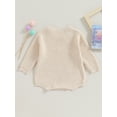 thumbnail image 4 of Infant Baby Girl Knitting Jumpsuit Flower Embroidery Round Neck Long Sleeve Romper for Fall Winter, 4 of 8