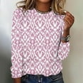 thumbnail image 4 of YeJammarp Plus Size Cotton Tops Women Crewneck Long Sleeve Graphic Print T-shirts Loose Fit Spring Fall Winter Tees (M, Pink), 4 of 4