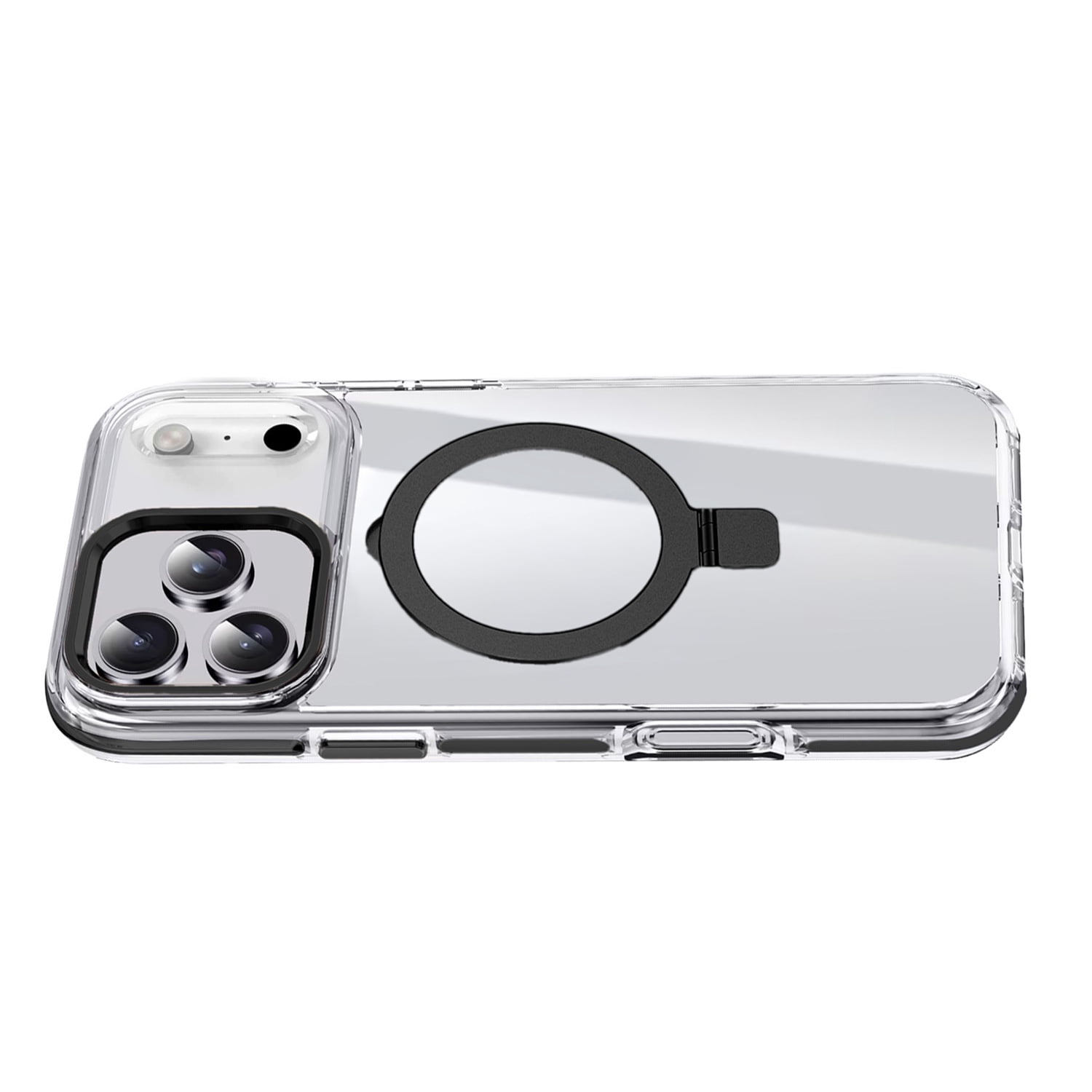 Magnetic Clear Case with Kickstand for iPhone 17 Pro Max - Black