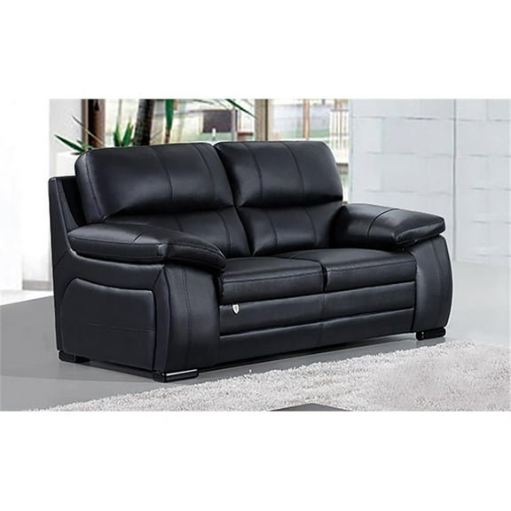 EK041 Black Color With Italian Leather Loveseat