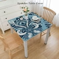 thumbnail image 2 of nygtbtfer Ocean Coral Tablecloth Fitted Table Cover for Tables Wipeable Elastic Table Cloth for Outdoor Picnic Camping Dining Party, Coastal Summer Watercolor Blue White, 2 of 7