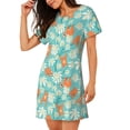 thumbnail image 2 of Kdxio Cute Sloth on Floral Tree Pattern Womens Short Sleeve Sleepshirt Scoopneck Cute Nightdress Ruffle Comfy Nightgown, 2 of 6