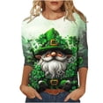 thumbnail image 2 of T-Shirt à Col Rond Imprimé de la Saint-Patrick pour Femmes, Manches Trois Quarts 3/4, Coupe Ample, 2 of 5