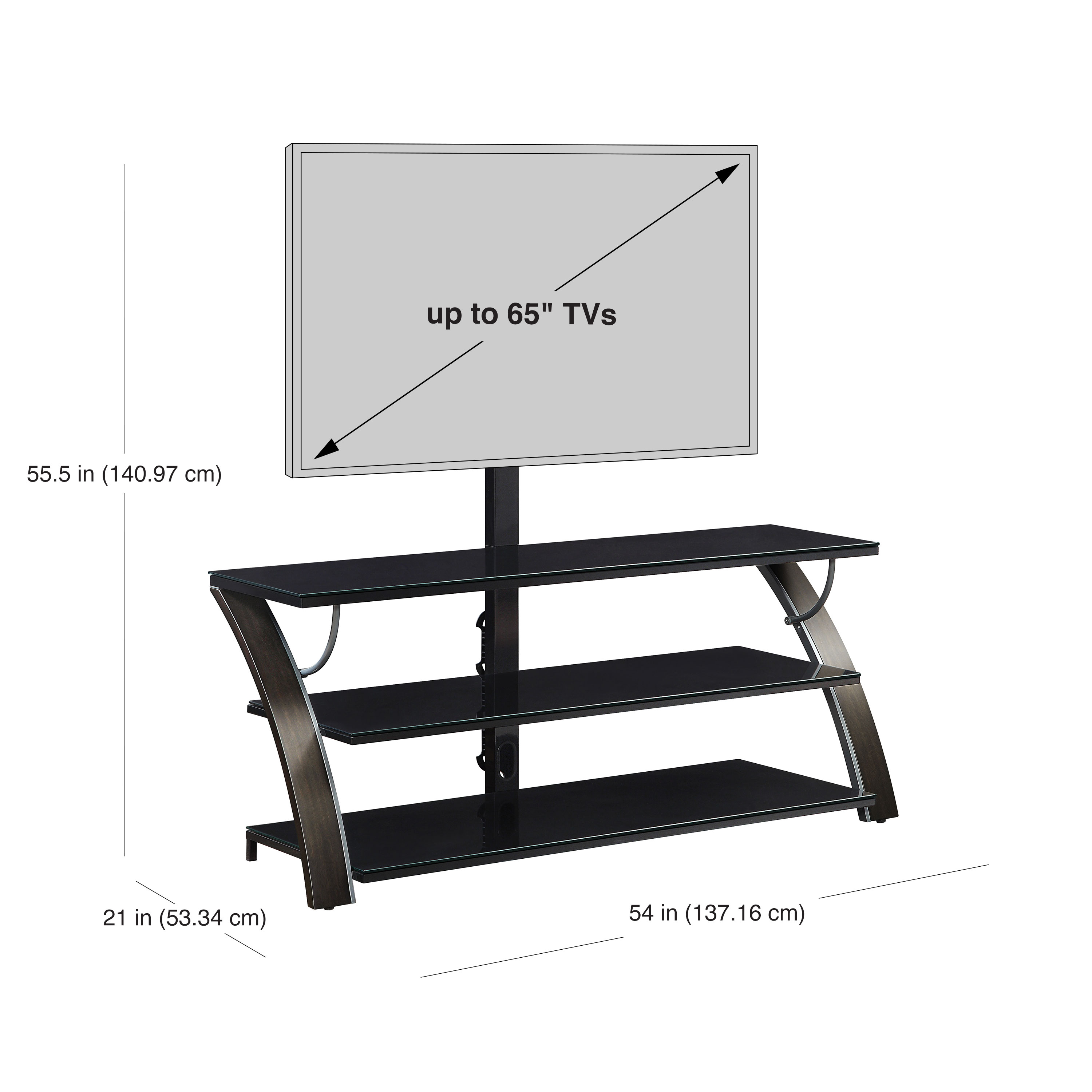 Whalen Payton 3-in-1 Flat Panel TV Stand for TVs up to 65