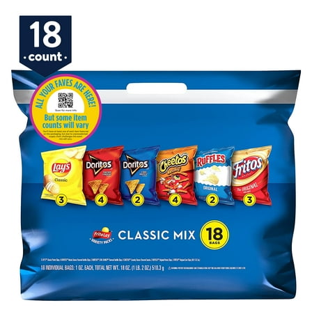 Frito-Lay Classic Mix Snacks Variety Pack, 18 Count Bag