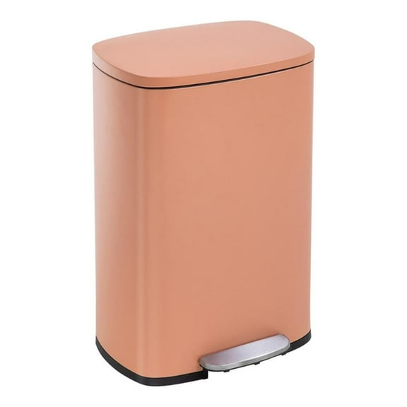FOA Ament 13 Gallon Stainless Steel Step Foot Pedal Trash Can in Pink