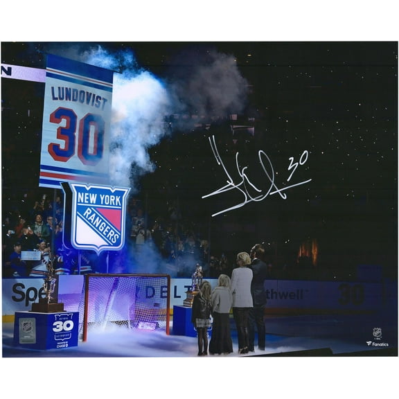 Henrik Lundqvist New York Rangers Autographed 16" x 20" Banner Raising Photograph - Fanatics Authentic Certified