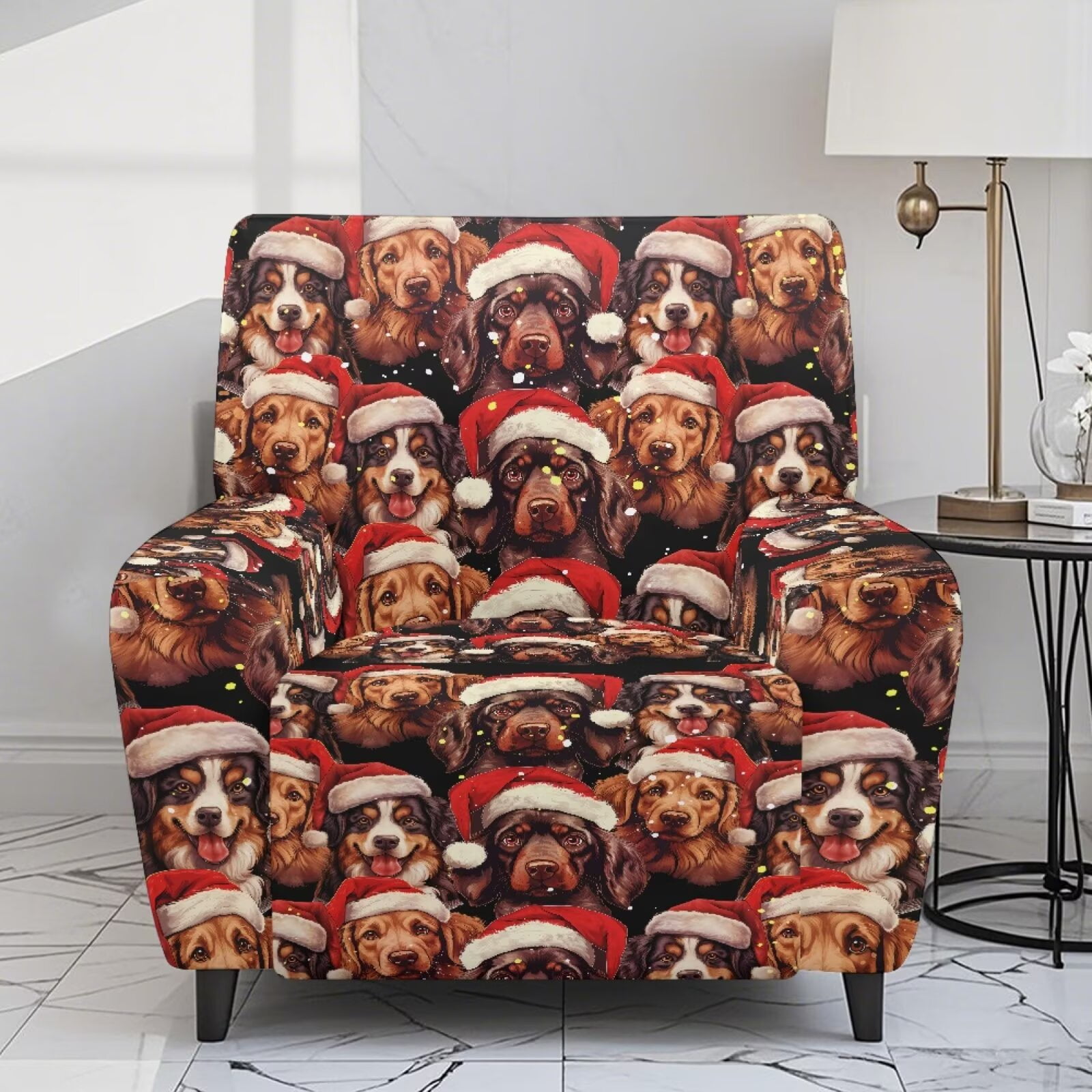 Yuyamidu Christmas Reclining Chair Covers 4 Pieces Dachshund Recliner Sofa Slipcovers with Pocket Breathable Lazyboy Cover for Recliner Chair Gift for Housewarming