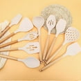 thumbnail image 5 of 2 utensilios de cocina de silicona antiadherentes sin BPA. Utensilios de cocina resistentes al calor con mangos de madera., 5 of 5