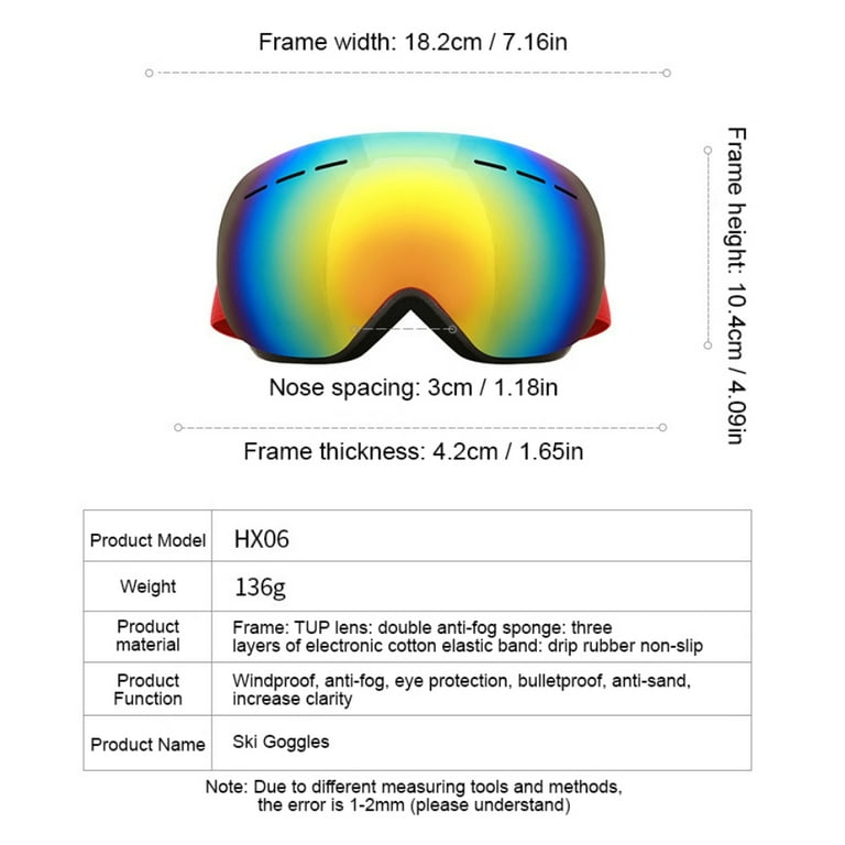 Snowboard Ski Goggles Men Women Adult, Anti Fog Winter Snow