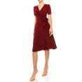 thumbnail image 2 of MOA COLLECTION Women's Stylish Solid Faux Wrap Dress with Deep V-Neck, 2 of 5