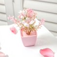 thumbnail image 2 of 5PCS, Mini Pink Artificial Flower Potted Plant, Indoor Desktop Shelf Decoration Natural Decor for Home, 2 of 5