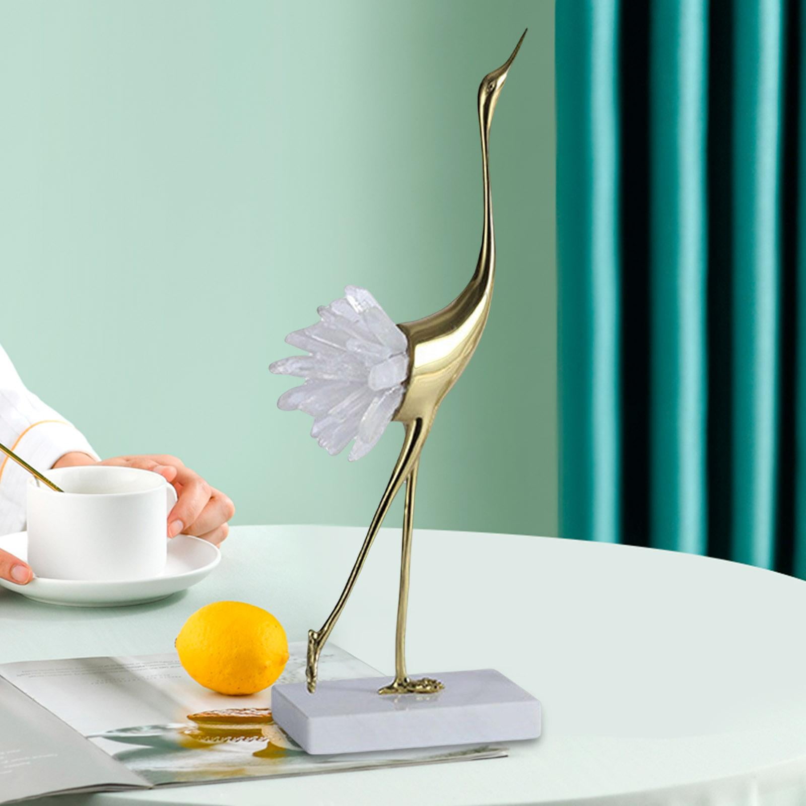 Golden Crane Statue Animal Bird Modern Minimalist Luxury Sculpture Figurine Ornament for Home Shelves Bedroom Decoration Style B