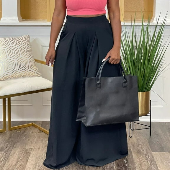 SNKSDGM Women's Plus Linen Pants Womens Wide Leg Women's Pants Petite Jeans Flowy Pants for Women Casual High Waisted Wide Leg Palazzo Pants Trousers with Pocket Plus Size