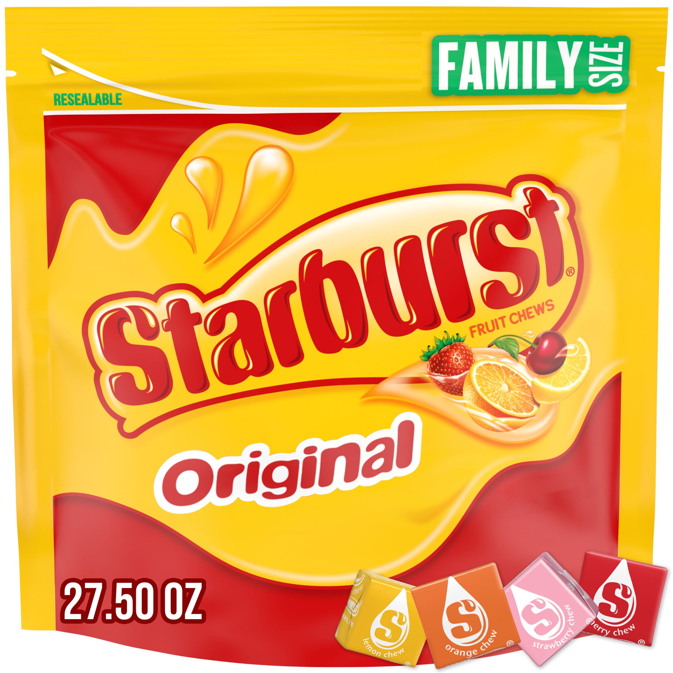 (3 pack) Starburst Original Fruit Chewy Candy Family Size 27.5 Ounce Resealable Bag