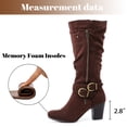thumbnail image 4 of LOVE STEETLY Women's Knee High Slouchy Chunky Heel Boots, Side Zipper Round Toe Faux Leather Casual Comfort Versatile Boot, 4 of 7