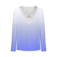 thumbnail image 4 of LYXSSBYX Long Sleeve Shirts for Women Women's Fashion Casual Gradient Loose Lace Long Sleeve V-neck Tops, 4 of 5
