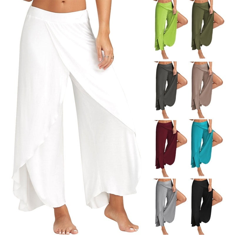 high slit flowy layered palazzo pants