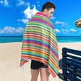 thumbnail image 4 of Mexican Serape Stripes Beach Towel Fast Drying Camping Towels Sand Free Beach Blanket Soft Absorbent Travel Sport Towel for Gym Bath Shower Swimming 31" x 71" Washcloth Gift, 4 of 7