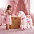 thumbnail image 6 of WondeRides Ride on Unicorn Horse White Pony Cycle Toy Size 4 for 4-9 Years, 36 Inch Height Riding Pony Unicorn with Wheels Mechanical Walking Rocking Animal as Birthday Gifts for Children M432-1, 6 of 7
