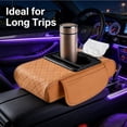 thumbnail image 5 of Multifunctional Pu Leather Car Armrest, PU Leather Center Console Cover Cushion, Armrest Storage Box Pad with Phone & Tissue Holder for Most Cars, 5 of 10