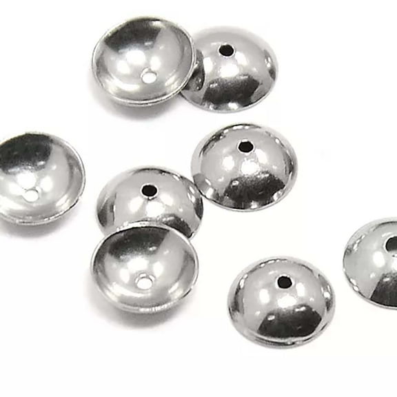 50 Silver Surgical 304 Grade Stainless Steel Smooth 6mm Round Loose Bead End Accent Cover Caps