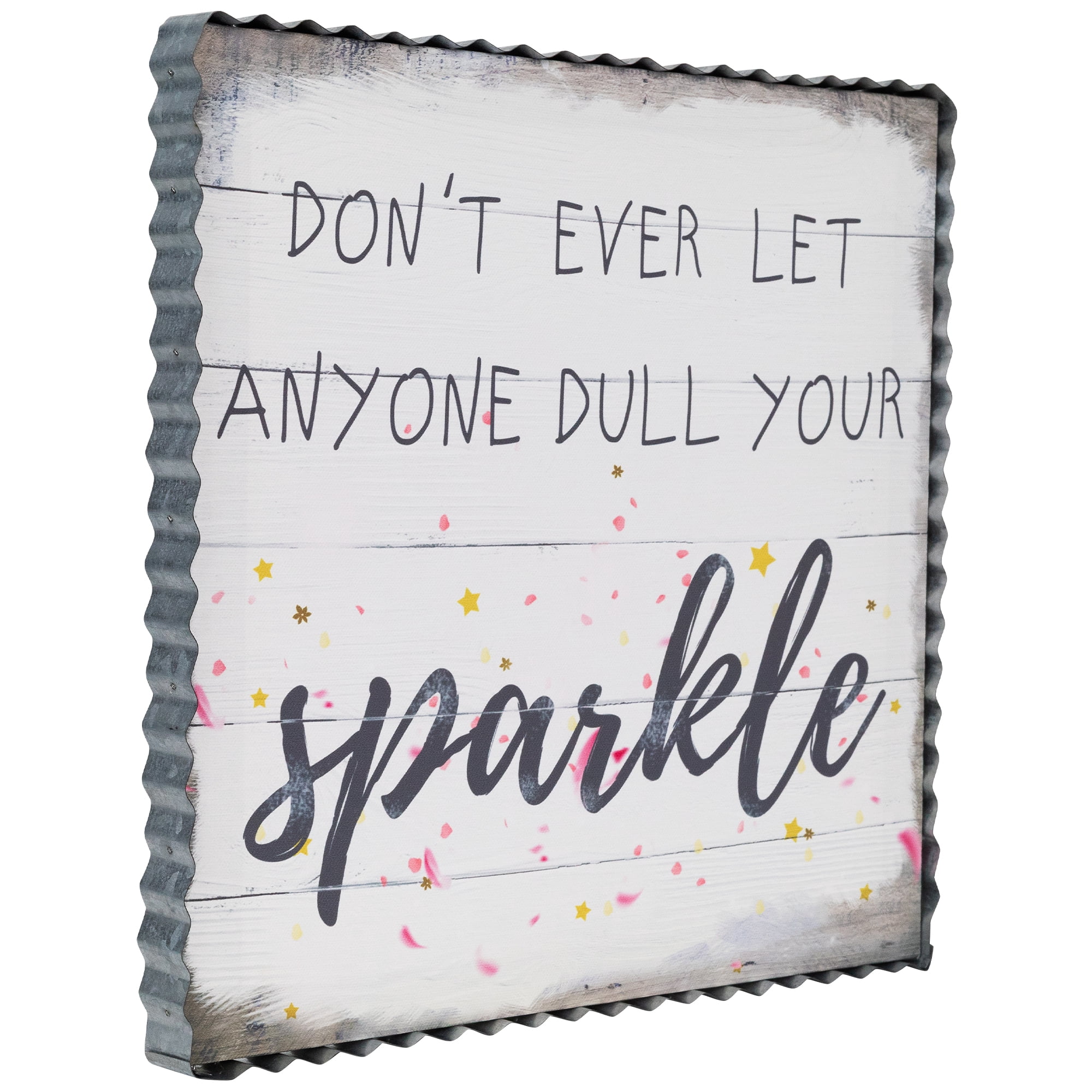 Northlight Don't Ever Let Anyone Dull Your Sparkle Metal Framed Canvas Wall Sign- 12" x 12"